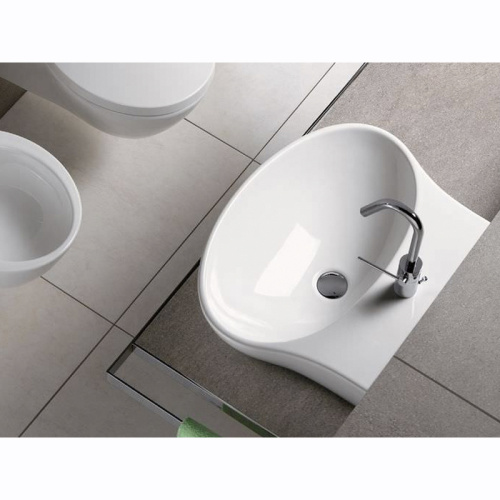 Раковина из сантехнического фаянса Hatria NIDO YXEP01 70х50 накладная цвет белый 1 отверстие под смеситель - фото 2